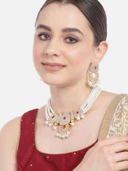 Gahan - Womens Grey Gold-Plated Kundan Jewellery Set