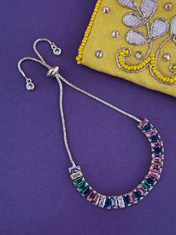 Digital Dress Room - Fancy Gold Plated American Diamond Studded Rakhi Bracelet
