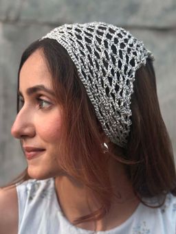Hair Drama Co. - Silver Bohemian Crochet Headscarf
