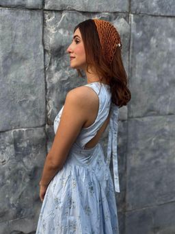 Hair Drama Co. - Brown Bohemian Crochet Headscarf with Shell Charms