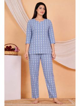 Gahan - Womens Sky Blue Cotton Printed Co-Ord Set