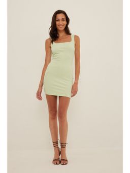 NA-KD - Rib Strap Back Dress-light Green