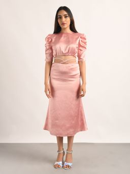 Attic Salt - Pink Solid-Plain Backless Tie With Detail Fishtail Hem Cord (Set Of 2)