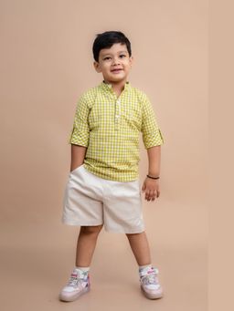 Mini Maana - Boys Green Cotton Printed Shirt and Shorts Set
