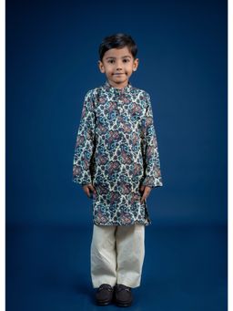 Mini Maana - Navy Blue Divyam Paisley Printed Cotton Kurta Set