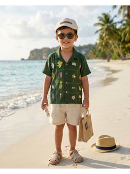Tilsim by Sagarika Mehrotra - Green Happy Grid Shirt
