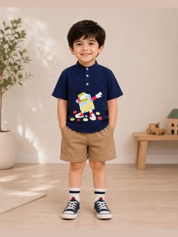 Tilsim by Sagarika Mehrotra - Navy Blue Lego Party Shirt