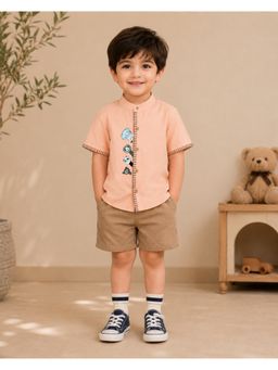 Tilsim by Sagarika Mehrotra - Peach Peeping Animal Shirt