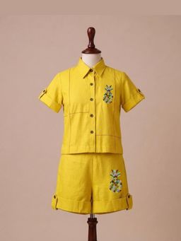 Tilsim by Sagarika Mehrotra - Yellow Sunny Pineapple Co-Ord Set