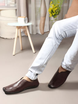 Carlton London - Cherry Wine Square Toe Slip On Men Loafers