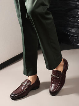 Carlton London - Cherry Wine Round Toe Slip On Men Loafers