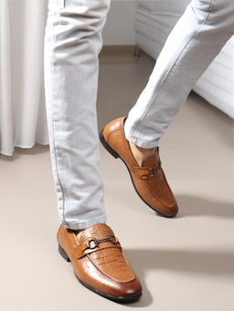 Carlton London - Brown Round Toe Slip On Men Loafers