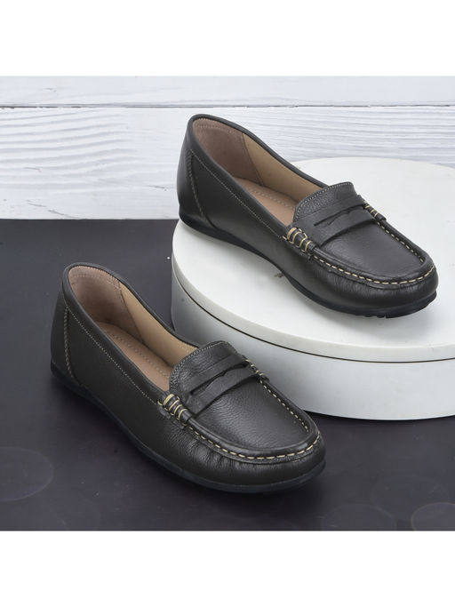 Buy WOODLAND Women Grey Slip On Loafers (EURO 35) Online