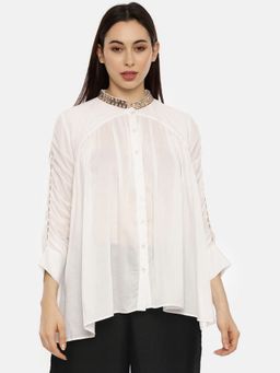 ASMI By Mayank Modi - White Sequen Short Top