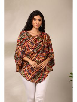 ASMI By Mayank Modi - Mulicolor Silk Muslin Digital Print Short Top