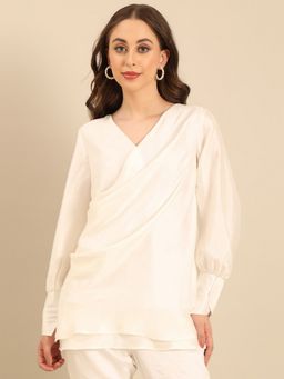 ASMI By Mayank Modi - Ivory Bember Silk Top N Tunics