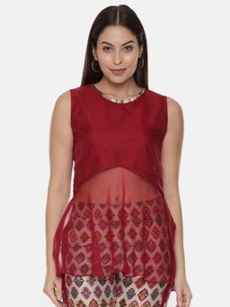ASMI By Mayank Modi - Silk Chanderi Red Top