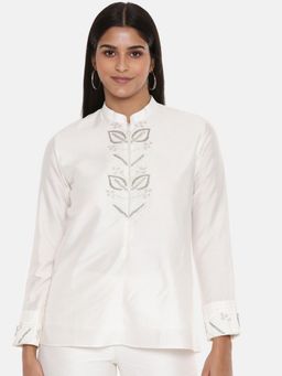 ASMI By Mayank Modi - Ivory Cotton Silk Embroidered To