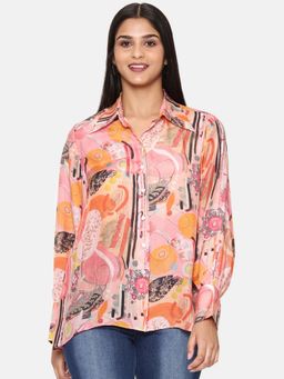 ASMI By Mayank Modi - Orange Printed Comfort Short Muslin Shirt