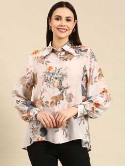 ASMI By Mayank Modi - Off White Floral Printed Muslin Shirt