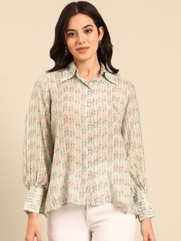 ASMI By Mayank Modi - Blue Print Muslin Shirt