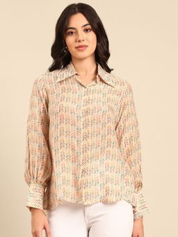 ASMI By Mayank Modi - Cream Print Muslin Shirt
