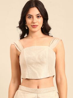 ASMI By Mayank Modi - Gold Kota Chanderi Crop Tops
