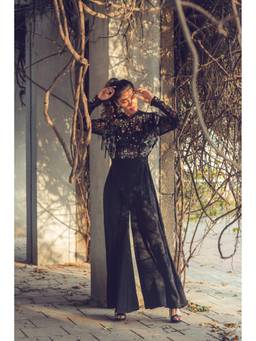 Mani Bhatia - Black Embroidered Fringe Jumpsuit