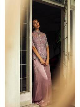 Mani Bhatia - Pueple Embellished Jacket with Palazzo