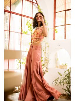 Mani Bhatia - Pink Printed Top With Pant And Belt