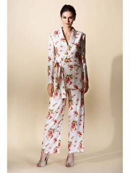 Mani Bhatia - Ivory Floral Blazer With Pant
