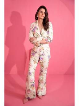 Mani Bhatia - Ivory Printed Blazer With Pants