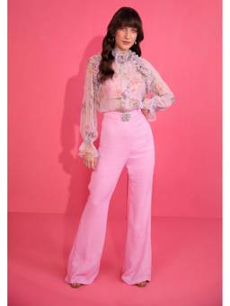 Mani Bhatia - Pink Printed Ruffle Jumpsuit
