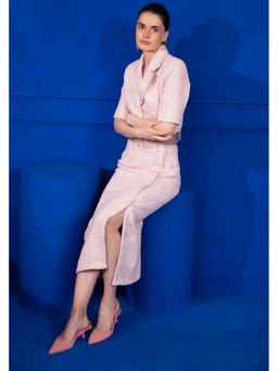 Mani Bhatia - Dusty Pink Tweed Blazer With Skirt