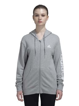 adidas - W LIN FT FZ HD Women Grey Training Jacket