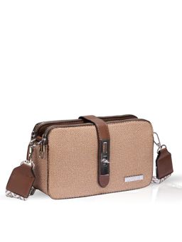 LUVOKSI - Brown Textured Sling Bag (Medium)