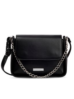 LUVOKSI - Black Solid/Plain Sling Bag with Detachable Handle (Medium)
