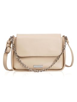 LUVOKSI - Beige Solid/Plain Sling Bag with Detachable Handle (Medium)