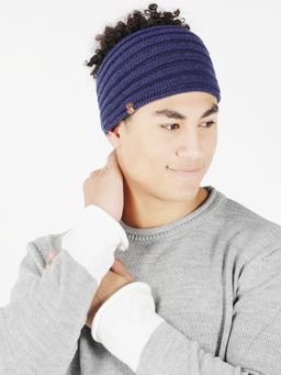 Bharatasya - Solid Blue Knit Woolen Headband Earwarmer