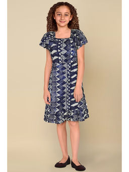 Allen Solly - Girls Blue Printed Casual Dress