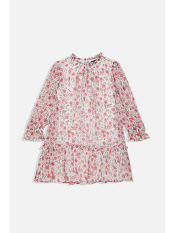 Allen Solly - Girls White Floral Printed Casual Dress