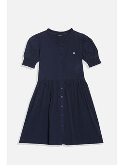 Allen Solly - Girls Navy Blue Textured Casual Dress