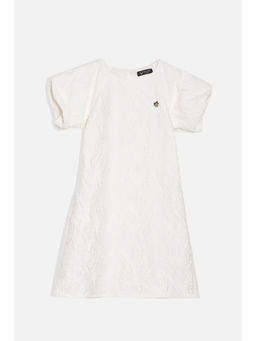 Allen Solly - Girls White Textured Casual Dress