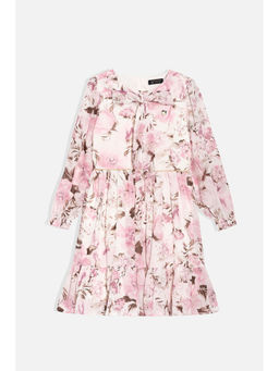 Allen Solly - Girls Pink Floral Printed Casual Dress