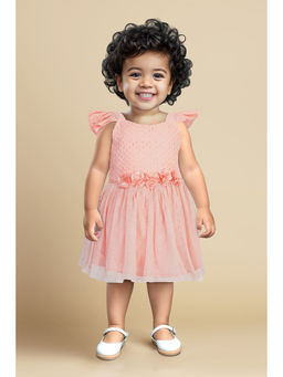 Allen Solly - Girls Peach Embroidered Casual Dress