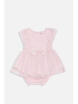 Allen Solly - Girls Pink Embellished Party Dress with Bloomer and Hairband (Set of 3)