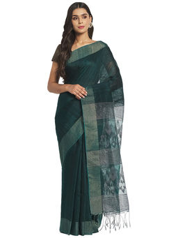 Fabindia - Green Jamdani Silk Saree