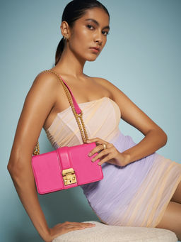 MIRAGGIO - Scarlet Crossbody Bag with Adjustable Sling Strap For Party & Everyday Use- Pink