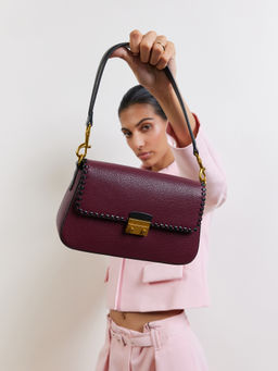 MIRAGGIO - Women Maroon Textured Casual Handbag (S)