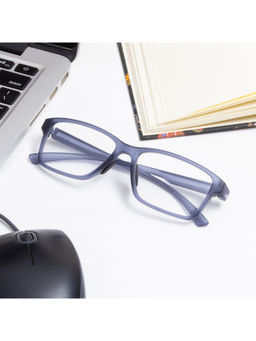 TED SMITH - Rectangular Matt Blue Spectacles for Mens Womens (54)